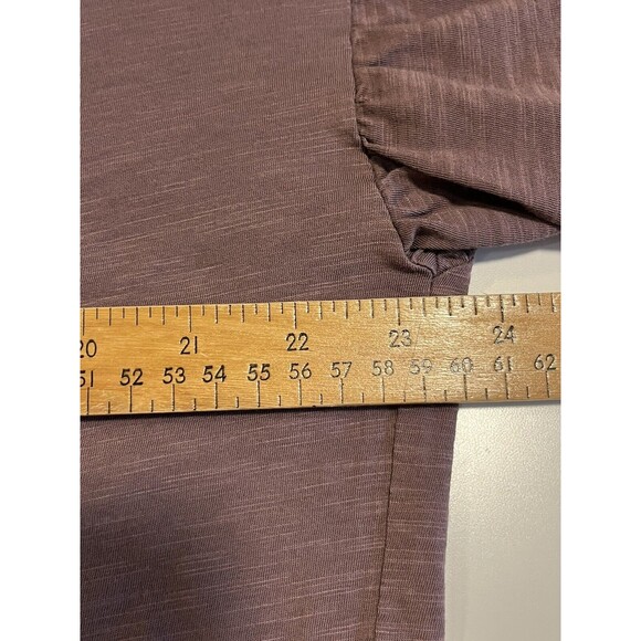Garnet Hill Top Size Medium Blouson Sleeve Cropped Boxy Tee Mauve Pima Cotton - Picture 6 of 8